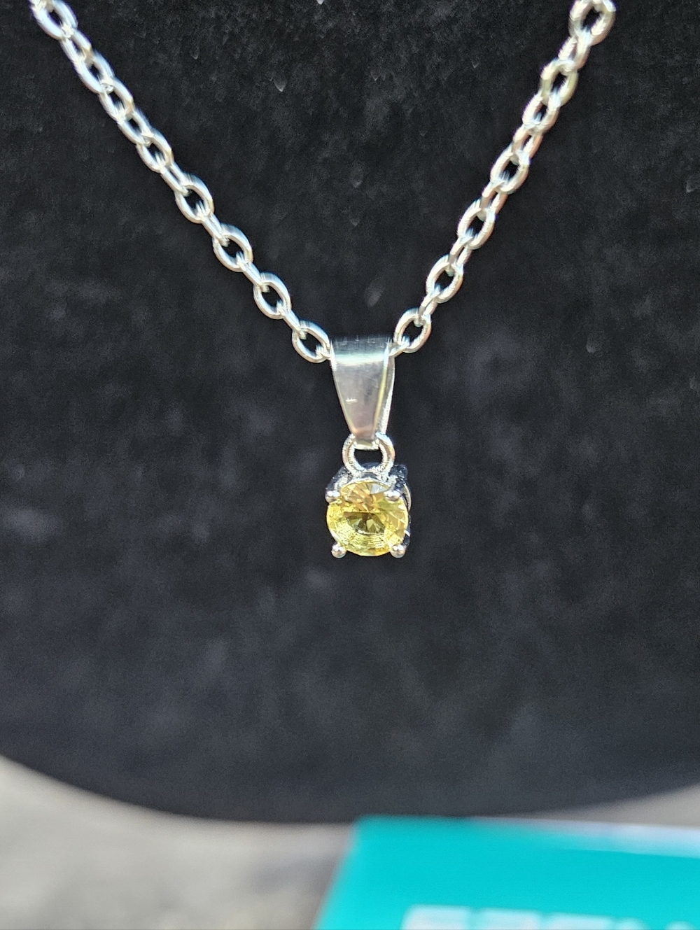 EFFY 18" Birthstone Pendant Necklace-Yellow Citrine Glass- Silver-Lobster Clasp